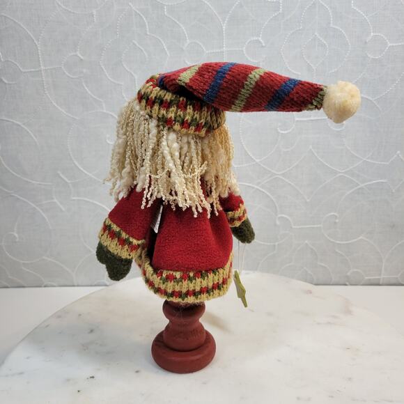 Four Star Primitive Santa Holding Star Plush 9" Wood Pedestal Handmade 2006 - Picture 16 of 16